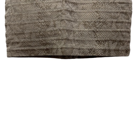 EXPRESS Tan/Gold Mini Bandage Skirt w/Snake Print Back Zipper Stretchy Size-4 - Picture 3 of 8